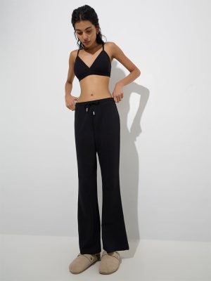 Superstar Black Bootcut High-Rise Cotton-Blend Pants
