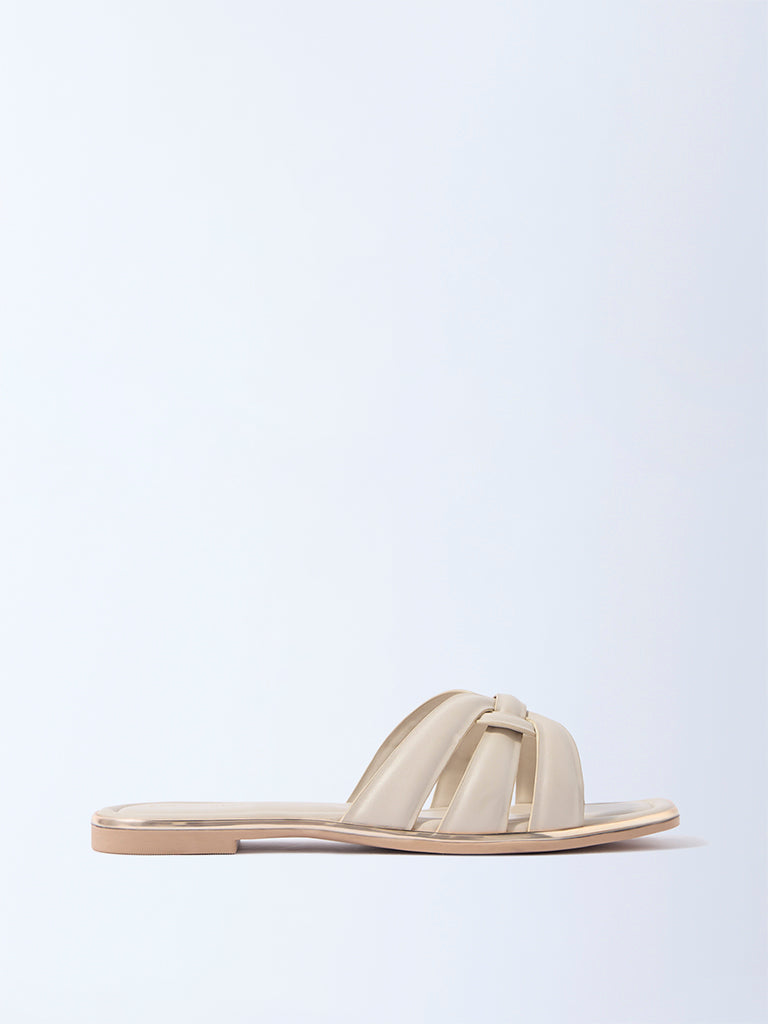 LUNA BLU Ivory Criss-Cross Detailed Slides