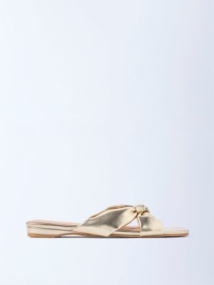 LUNA BLU Gold Knot-Detailed Slides