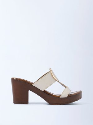 LUNA BLU Ivory Block-Heel Sandals