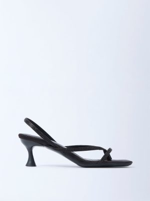 LUNA BLU Black Embellished Kitten-Heel Sandals