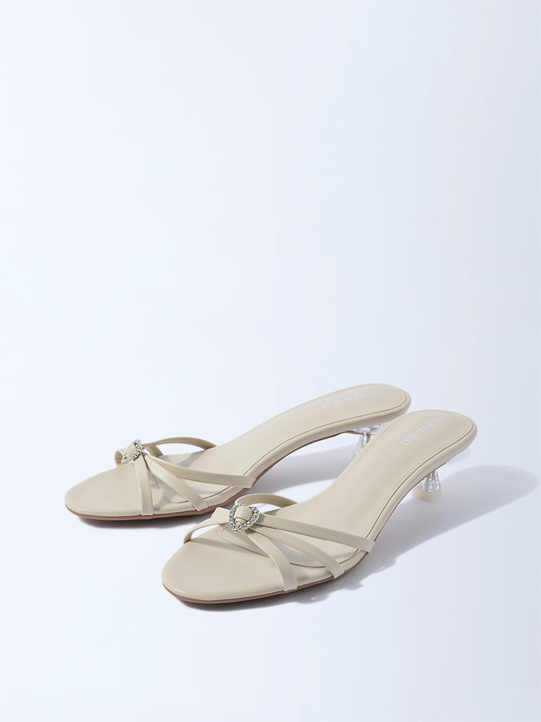 LUNA BLU Ivory Multi-Strap Kitten Heel Sandals - Image 3