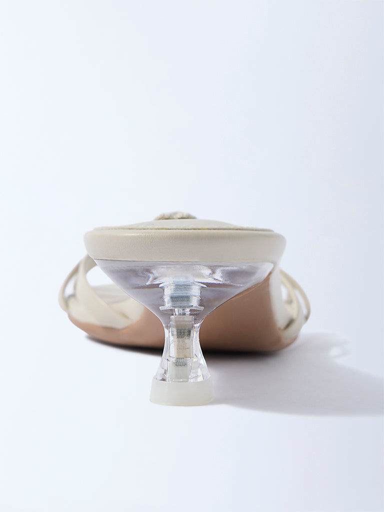 LUNA BLU Ivory Multi-Strap Kitten Heel Sandals - Image 4