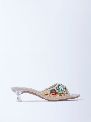 LUNA BLU Multicolour Embroidered Kitten Heel Sandals
