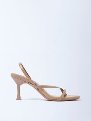 LUNA BLU Taupe Multi-Strap Slingback Stiletto Heel Sandals