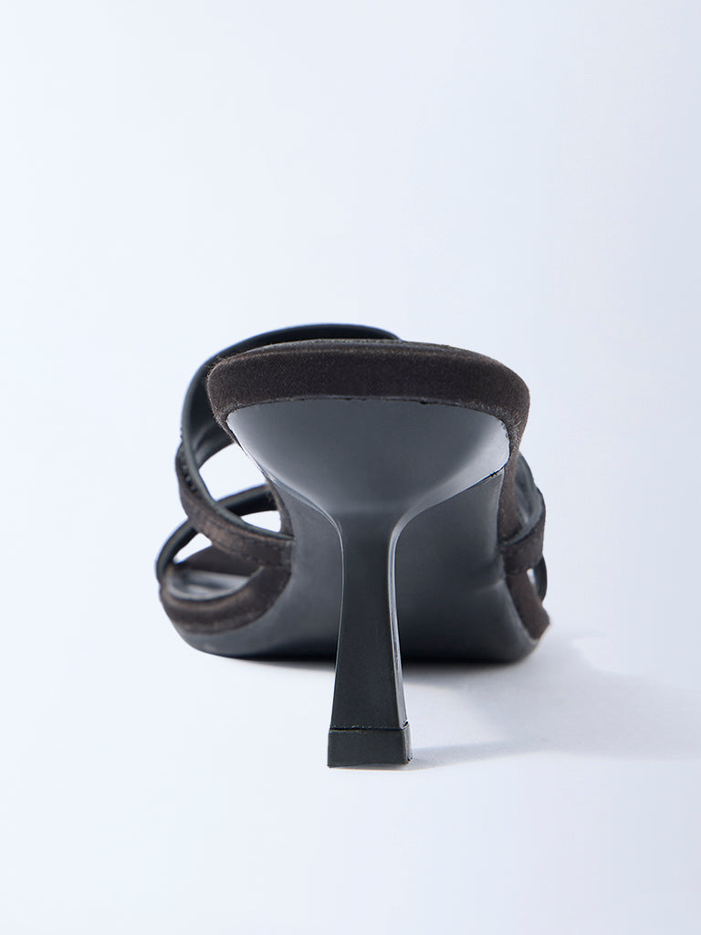 LUNA BLU Black Embellished Heel Sandals - Image 5