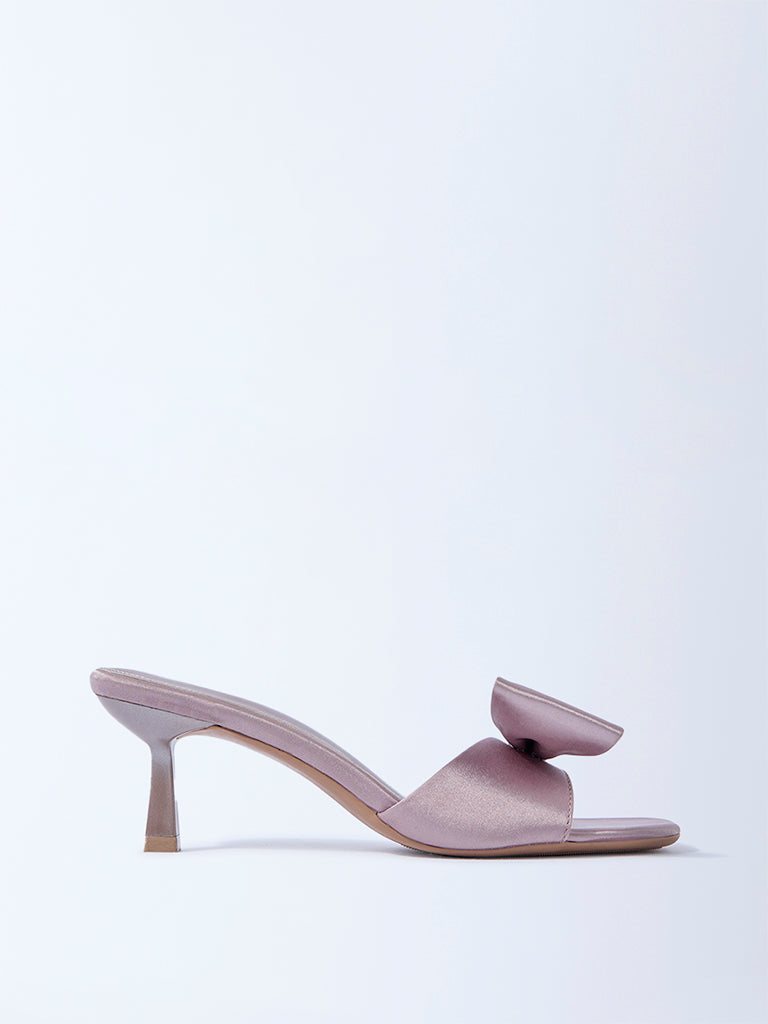 LUNA BLU Mauve Bow-Detailed Heel Sandals - Image 2