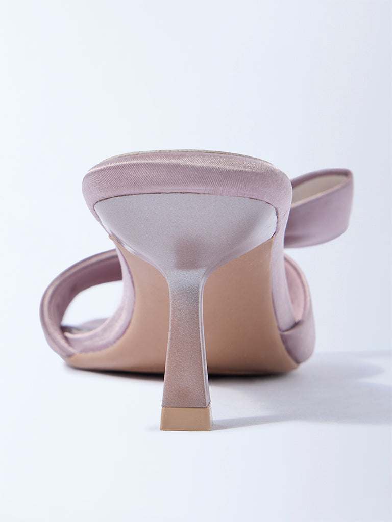 LUNA BLU Mauve Bow-Detailed Heel Sandals - Image 4