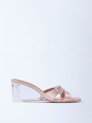 LUNA BLU Blush Pink Wedge-Heel Sandals