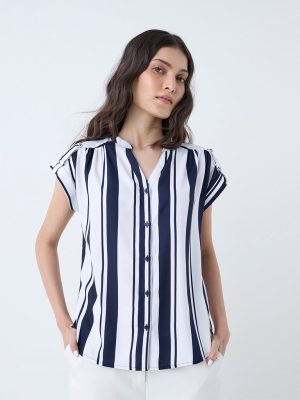 Wardrobe Navy Stripe Shirt