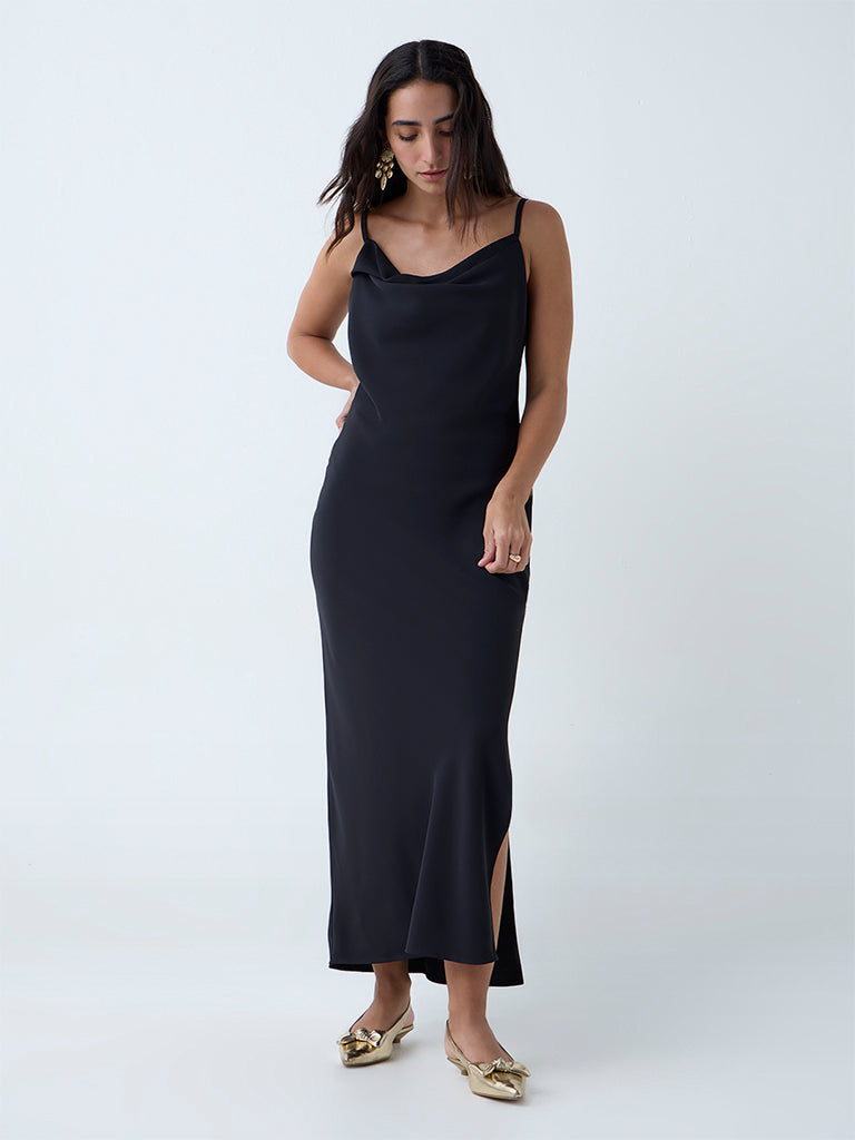 Wardrobe Black Solid Slip Dress - Image 2