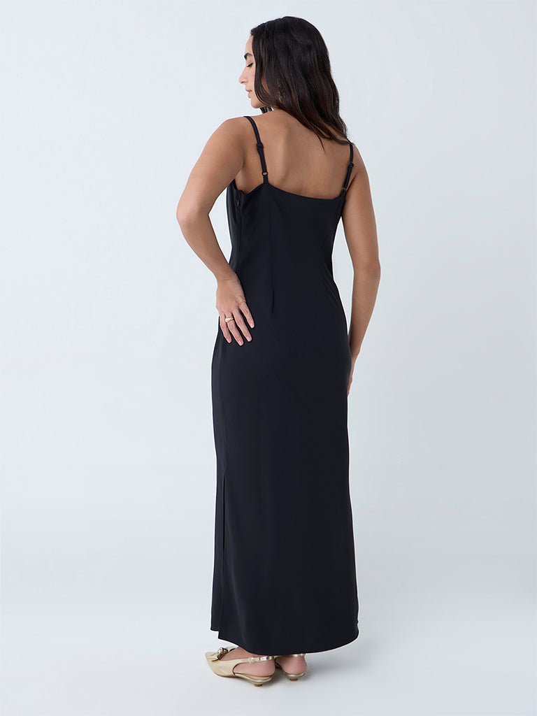 Wardrobe Black Solid Slip Dress - Image 4