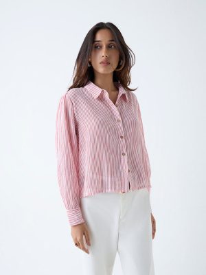 LOV Red Stripe Patterned Cotton Shirt
