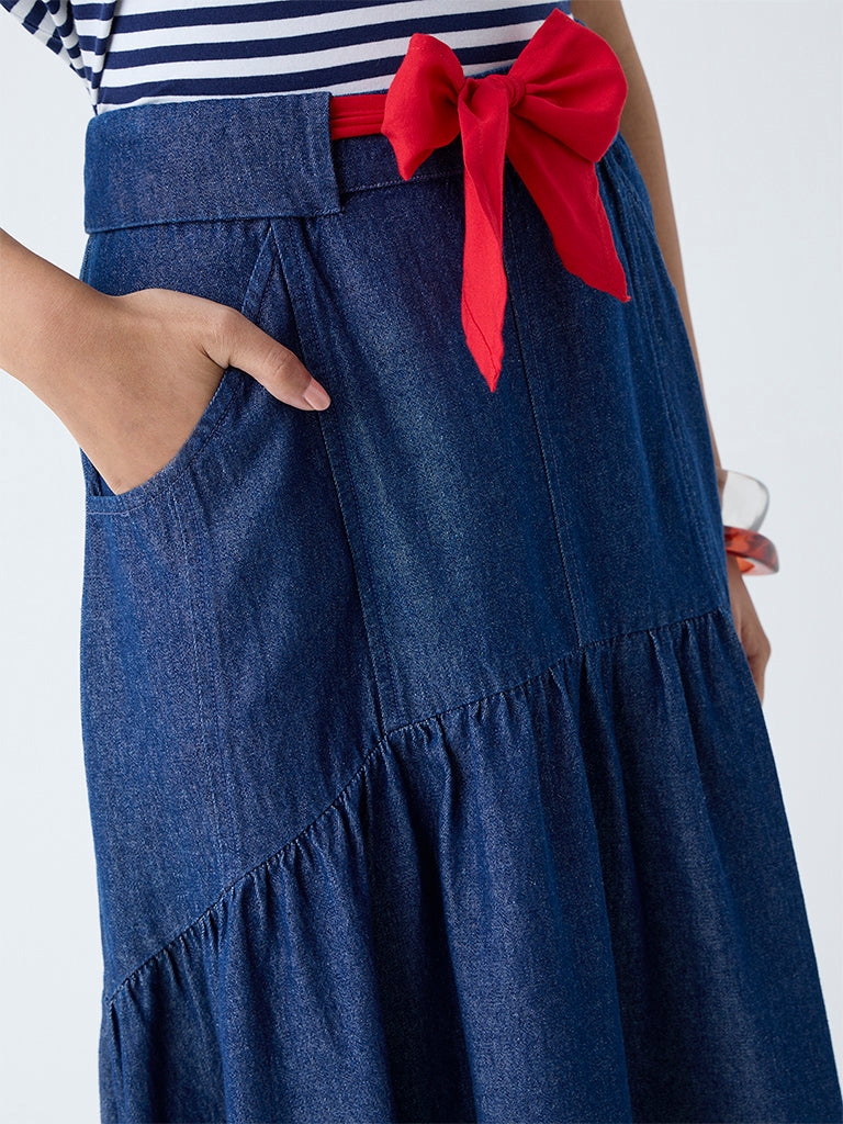 LOV Dark Blue High-Rise Denim Skirt - Image 3