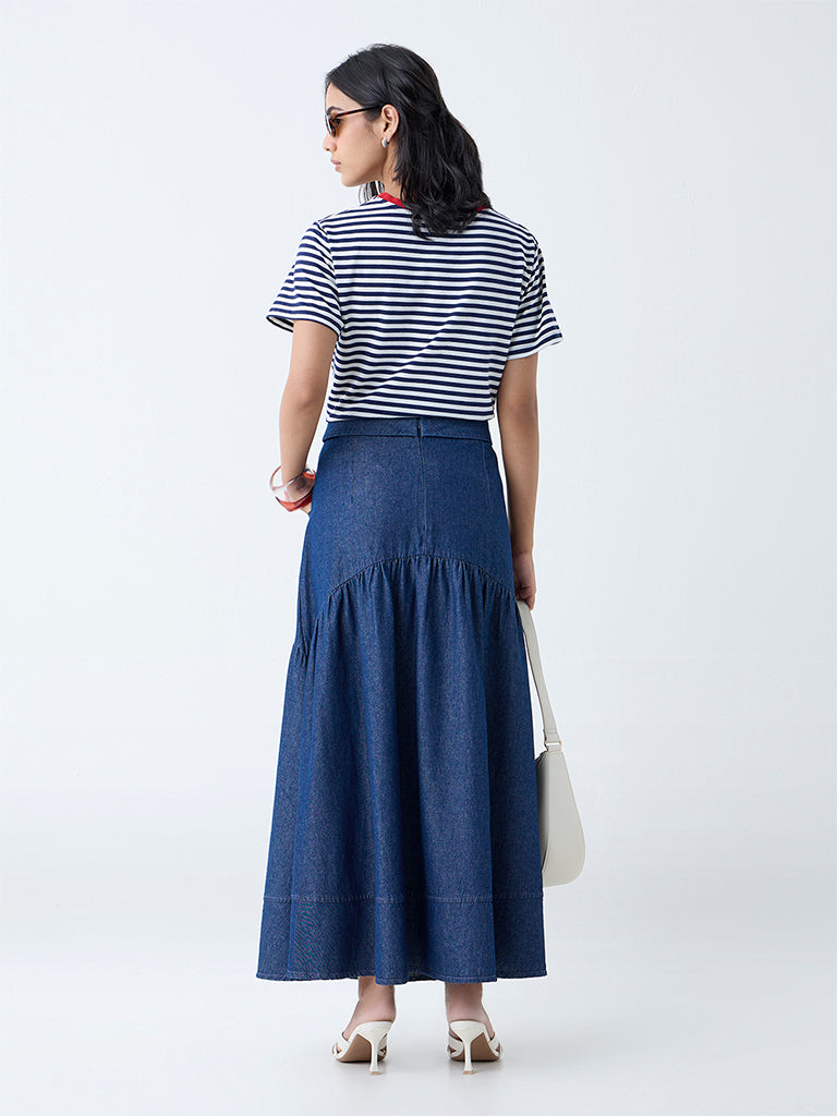 LOV Dark Blue High-Rise Denim Skirt - Image 4