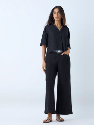 LOV Black Relaxed-Fit High-Rise Jeans