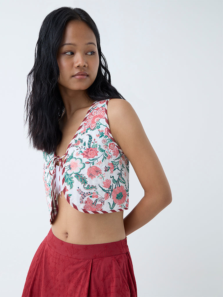 Bombay Paisley Multicolour Floral Reversible Cotton Vest Top - Image 2