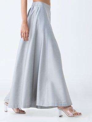 Vark Silver Solid Palazzos