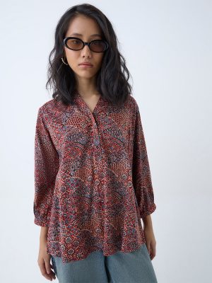 Utsa Red Printed Tunic
