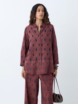 Utsa Maroon Printed Ethnic Tunic