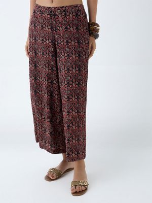 Utsa Black Printed Palazzos