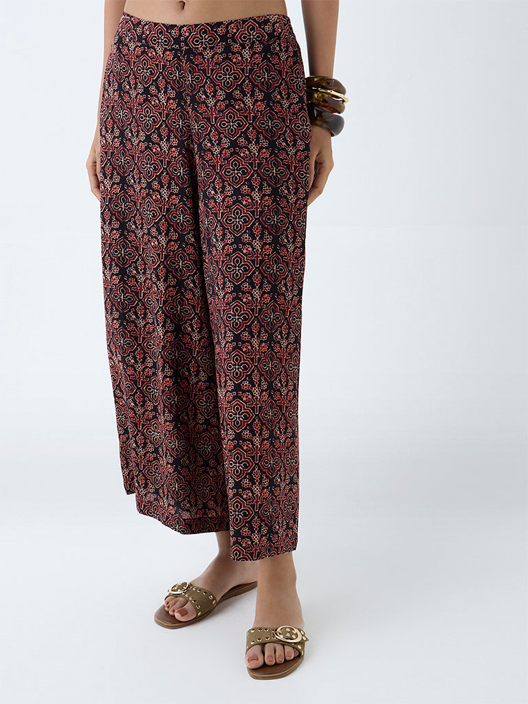 Utsa Black Printed Palazzos