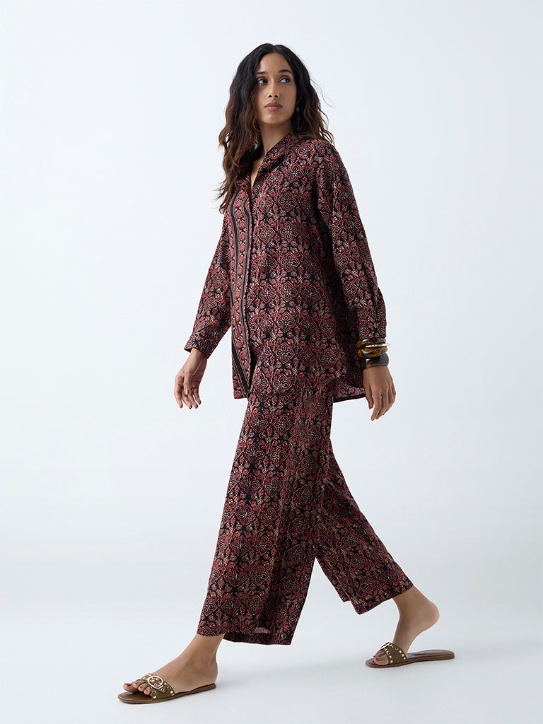 Utsa Black Printed Palazzos - Image 2