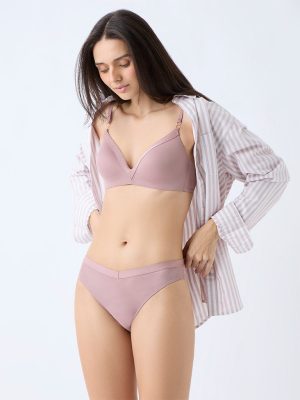 Wunderlove Dusty Pink Mesh Detailed Padded Bra