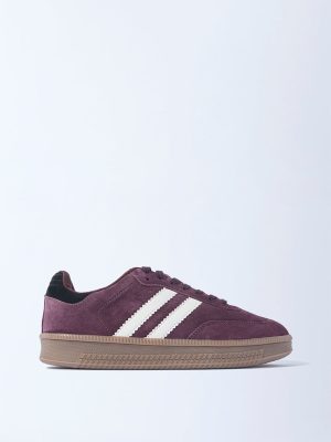 SOLEPLAY Wine Stripe Detailed Suede Sneakers