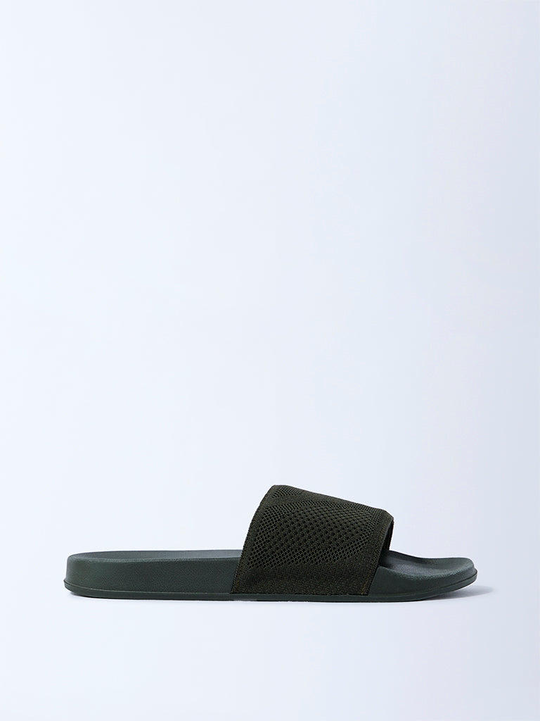 SOLEPLAY Olive Knit-Textured Slides