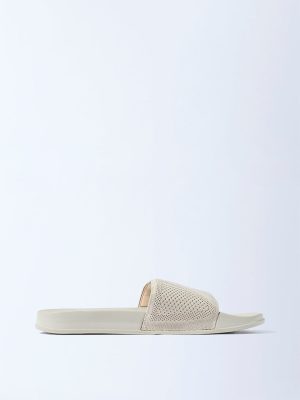 SOLEPLAY Beige Knit-Textured Slides