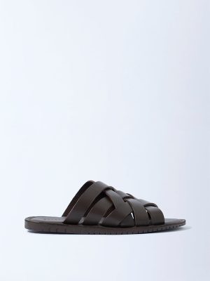 SOLEPLAY Brown Criss-Cross Strap Leather Sandals
