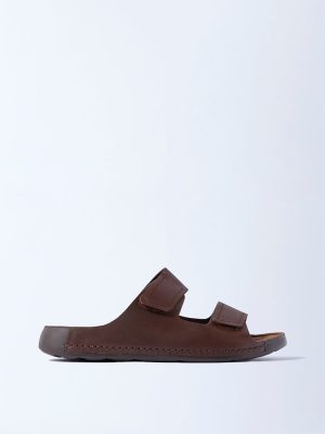 SOLEPLAY Brown Dual Strap Slip-On Sandals
