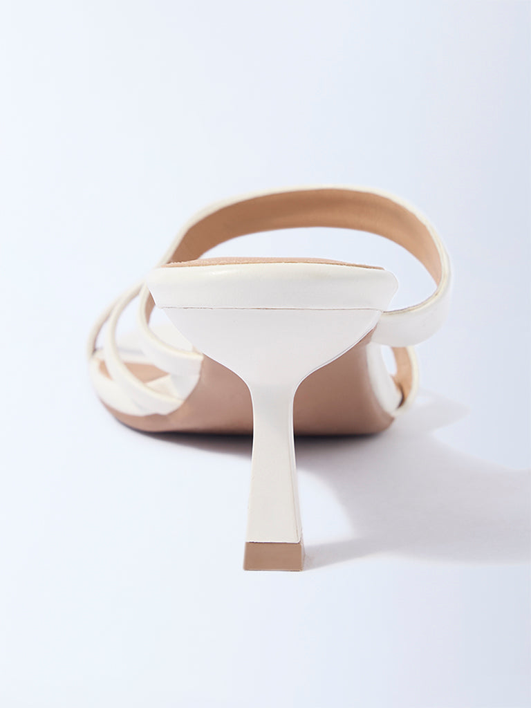 LUNA BLU White Multi-Strap Kitten-Heel Sandals - Image 3