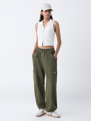 Nuon Off-White Self-Striped Top