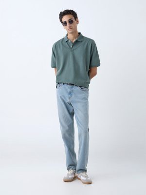 WES Casuals Sage Relaxed-Fit Cotton-Blend Polo T-Shirt