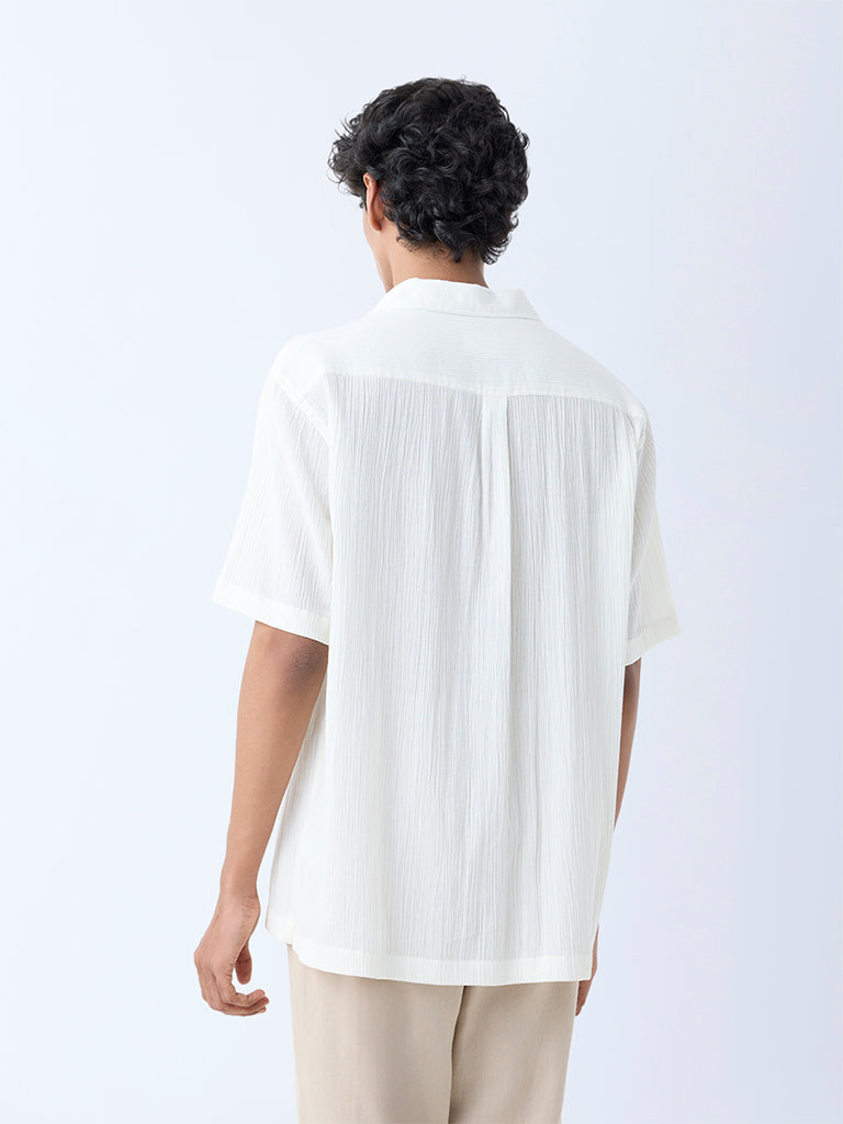 ETA Off-White Crinkle-Texture Relaxed-Fit Cotton Shirt - Image 5