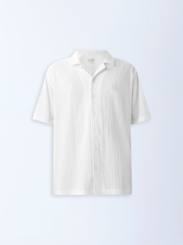 ETA Off-White Crinkle-Texture Relaxed-Fit Cotton Shirt - Image 6