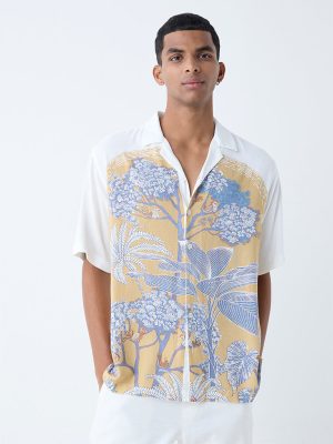 ETA White Nature-Inspired Relaxed-Fit Shirt