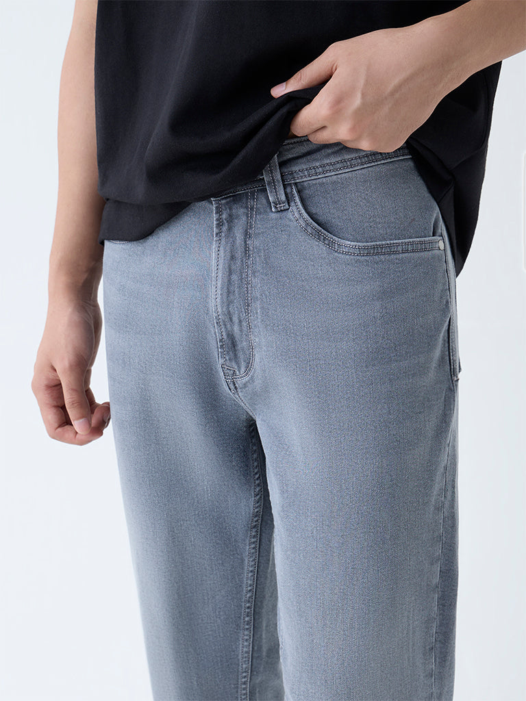 Nuon Grey Washed Slim-Fit Mid-Rise Jeans - Image 3