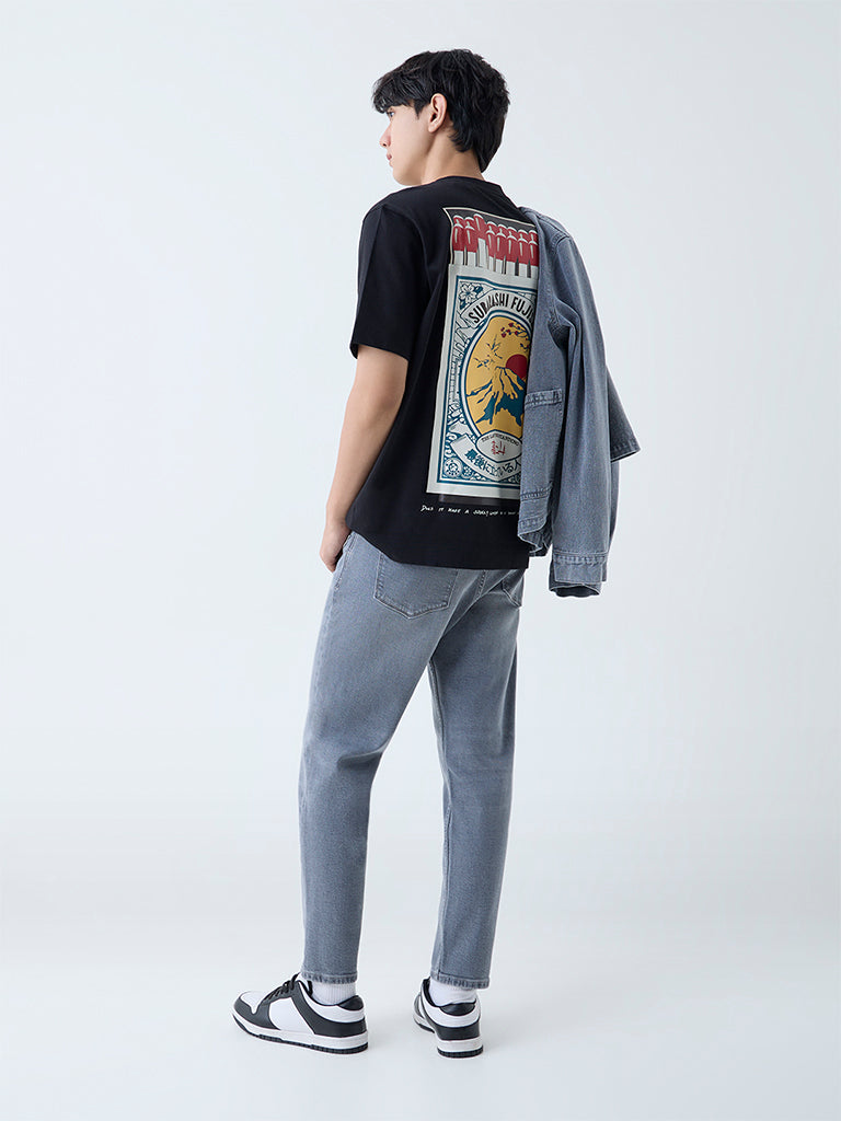 Nuon Grey Washed Slim-Fit Mid-Rise Jeans - Image 4