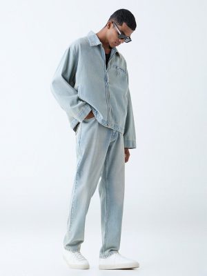 Nuon Light Blue Relaxed-Fit Denim Jacket