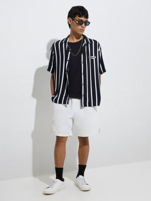 Nuon Black Stripe Printed Relaxed-Fit Shirt