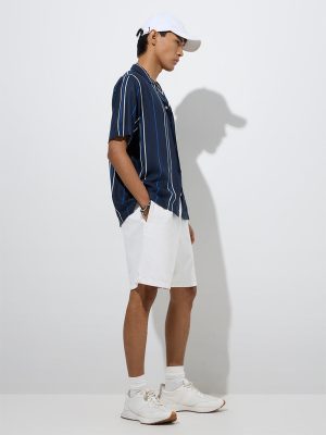 Nuon Navy Striped Relaxed-Fit Shirt