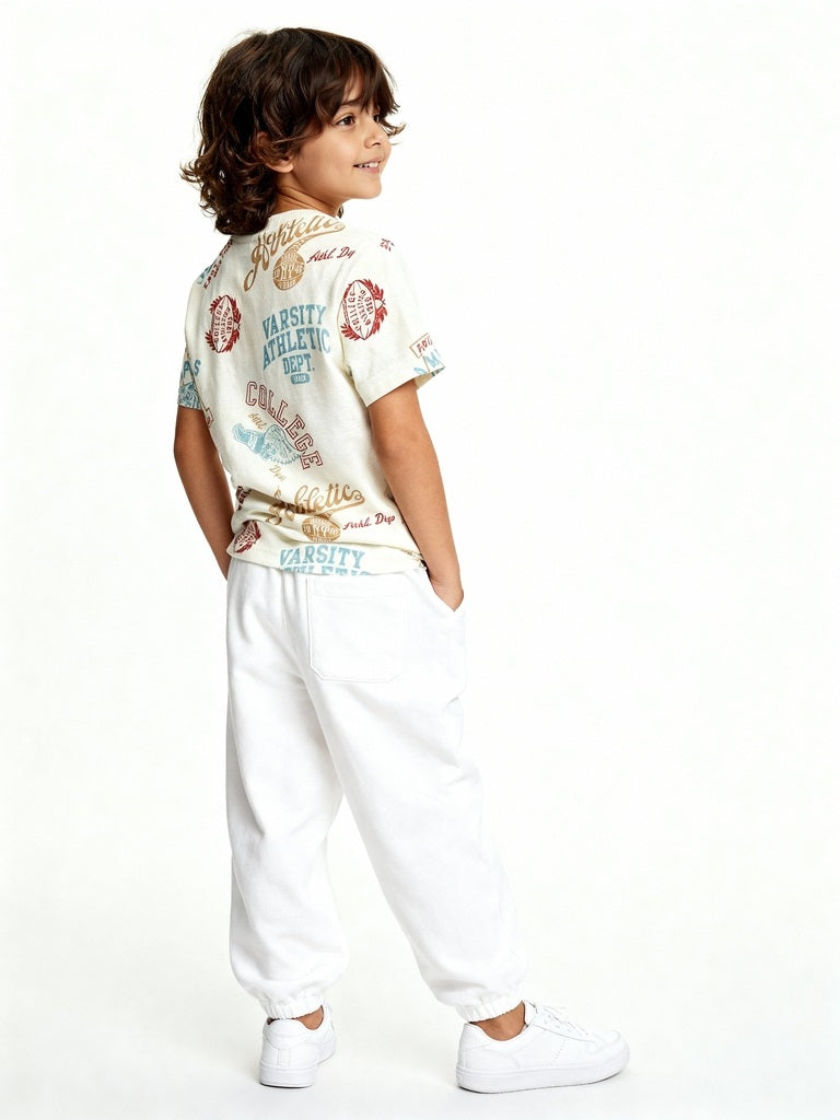 HOP Kids Off-White Typographic Cotton T-Shirt - Image 2