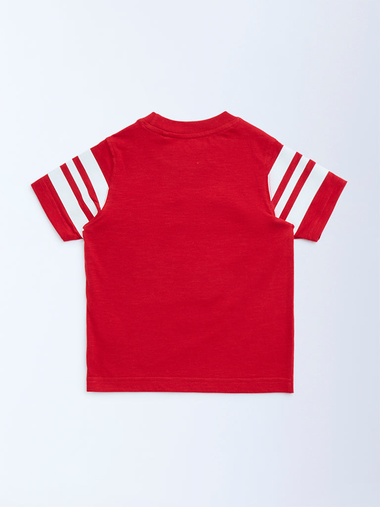HOP Kids Kids Red Text Detailed Cotton T-Shirt - Image 2