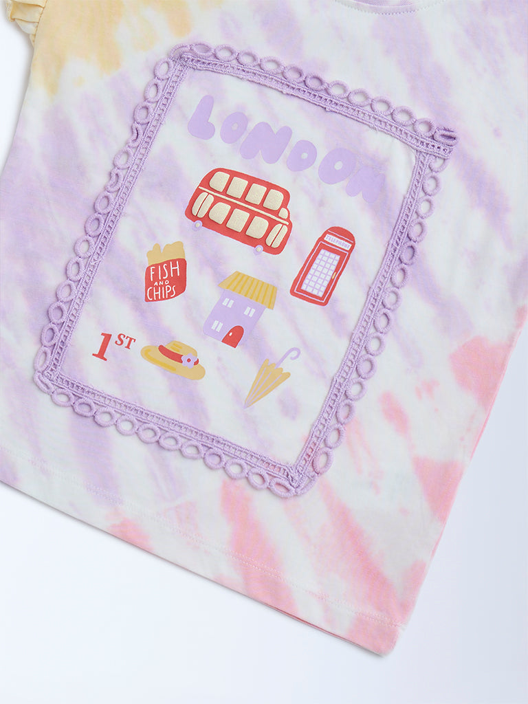 HOP Kids Multicolour Tie-Dye Design Cotton Top - Image 4