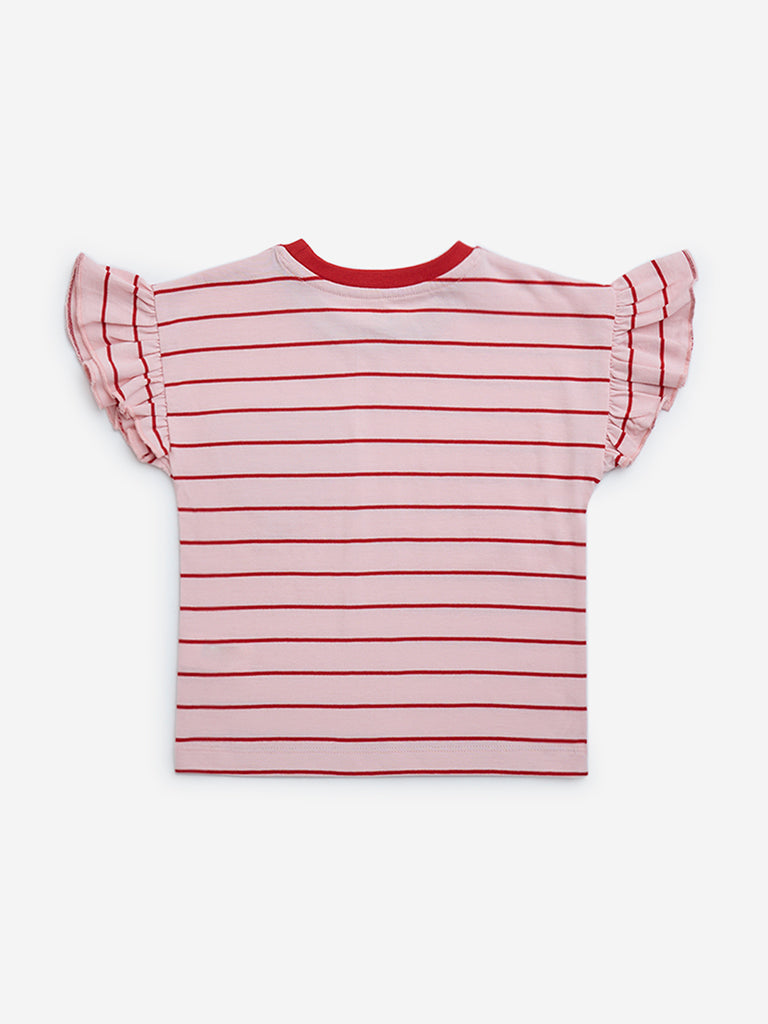 HOP Kids Pink Striped Cotton Top - Image 2