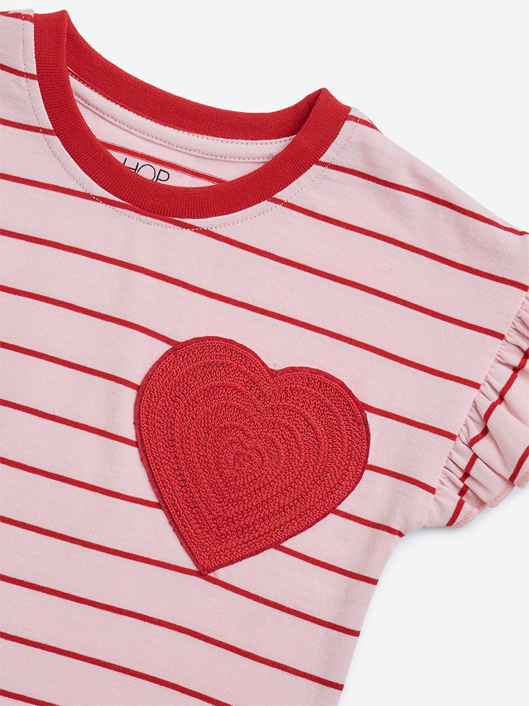 HOP Kids Pink Striped Cotton Top - Image 3