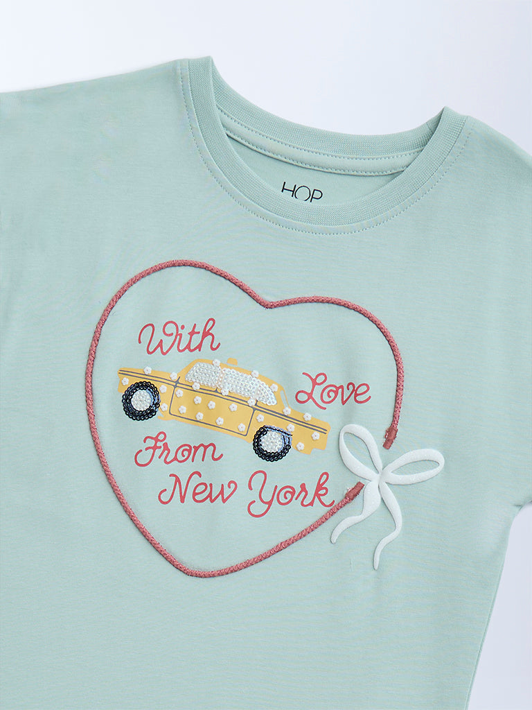 HOP Kids Sage Printed Cotton Top - Image 4